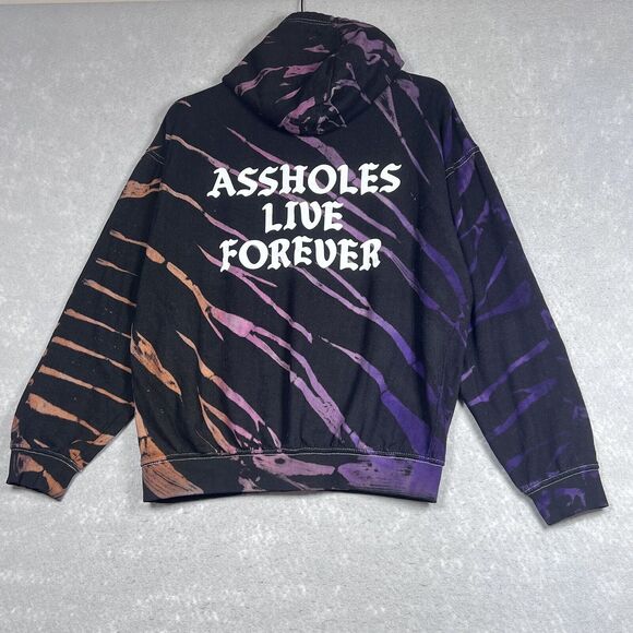 A**holes Live Forever Sweater Mens Large Black Multicolored Print Hoodie Casual - Picture 8 of 11